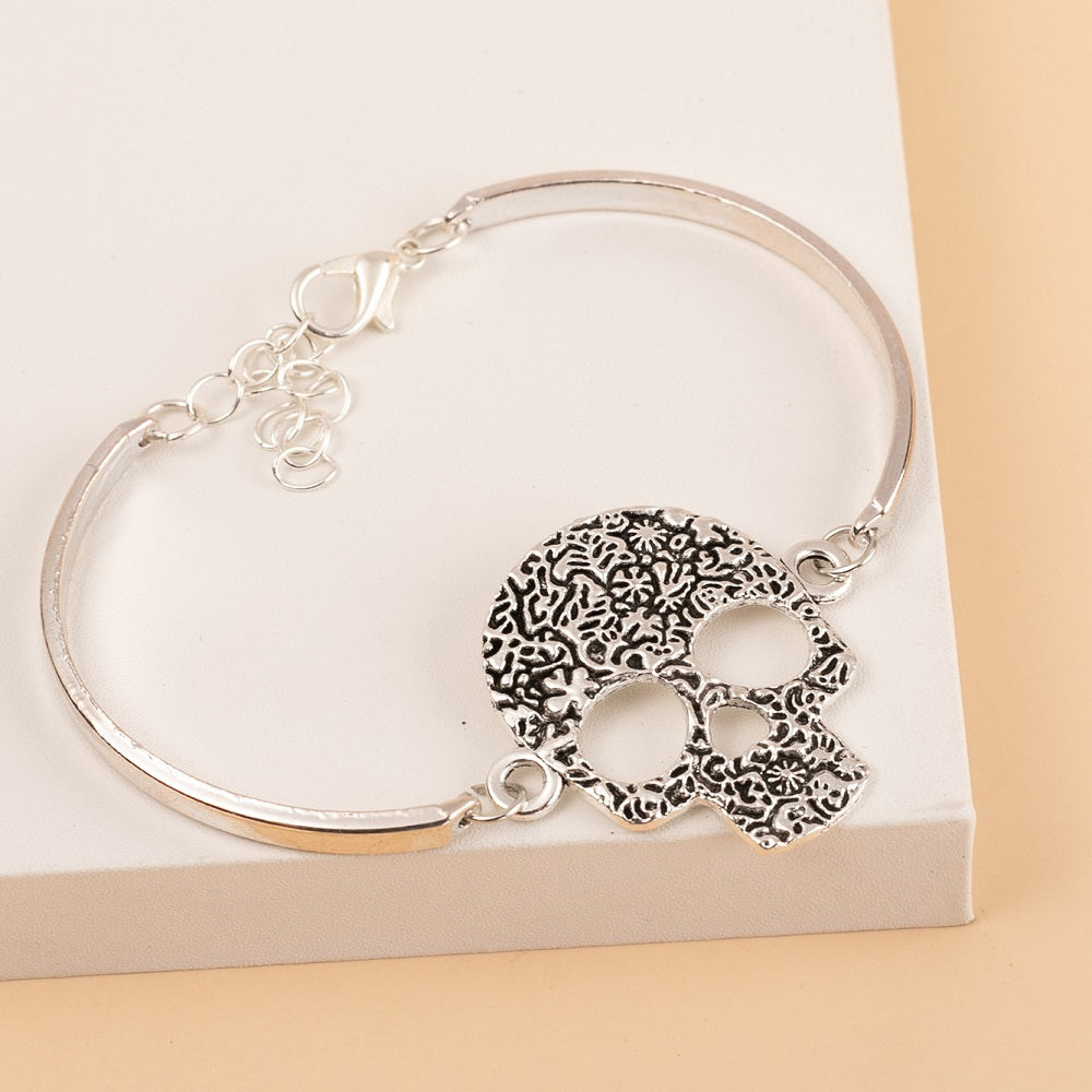 Hollow Skull Bangle Bracelet Gothic Hand Jewelry Halloween Decoration
