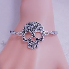 Hollow Skull Bangle Bracelet Gothic Hand Jewelry Halloween Decoration