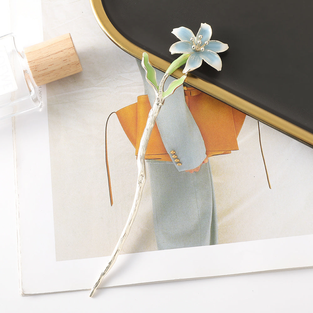 Flower Hair Pin Floral Hair Stick Ponytail Holder Hair Accessories