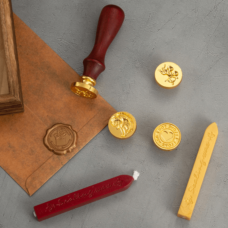 Wax Seal Stamp Kit Set for Invitations Cards Envelopes Mails Wine Pac