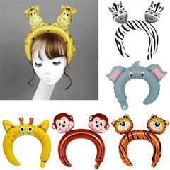 24 Packs Inflatable Animals Headband Zoo Safari Balloons Hat Jungle Theme