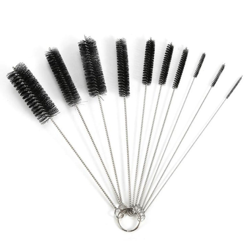 10pcs Cleaning Kit Nylon Strip Brush Stainless Steel Tattoo Bottle Brush