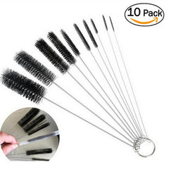 10pcs Cleaning Kit Nylon Strip Brush Stainless Steel Tattoo Bottle Brush