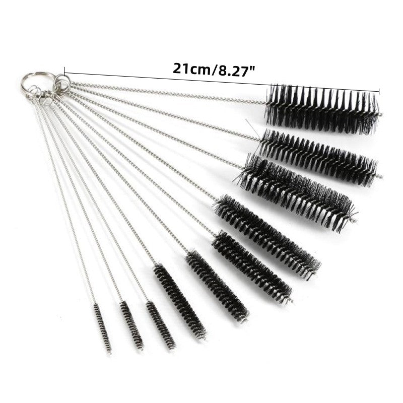 10pcs Cleaning Kit Nylon Strip Brush Stainless Steel Tattoo Bottle Brush