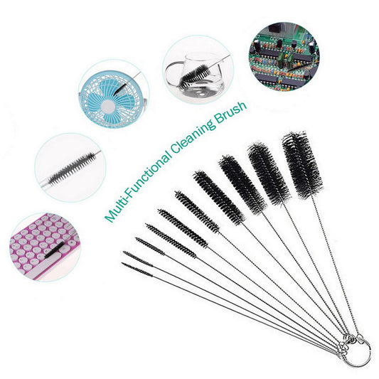 10pcs Cleaning Kit Nylon Strip Brush Stainless Steel Tattoo Bottle Brush