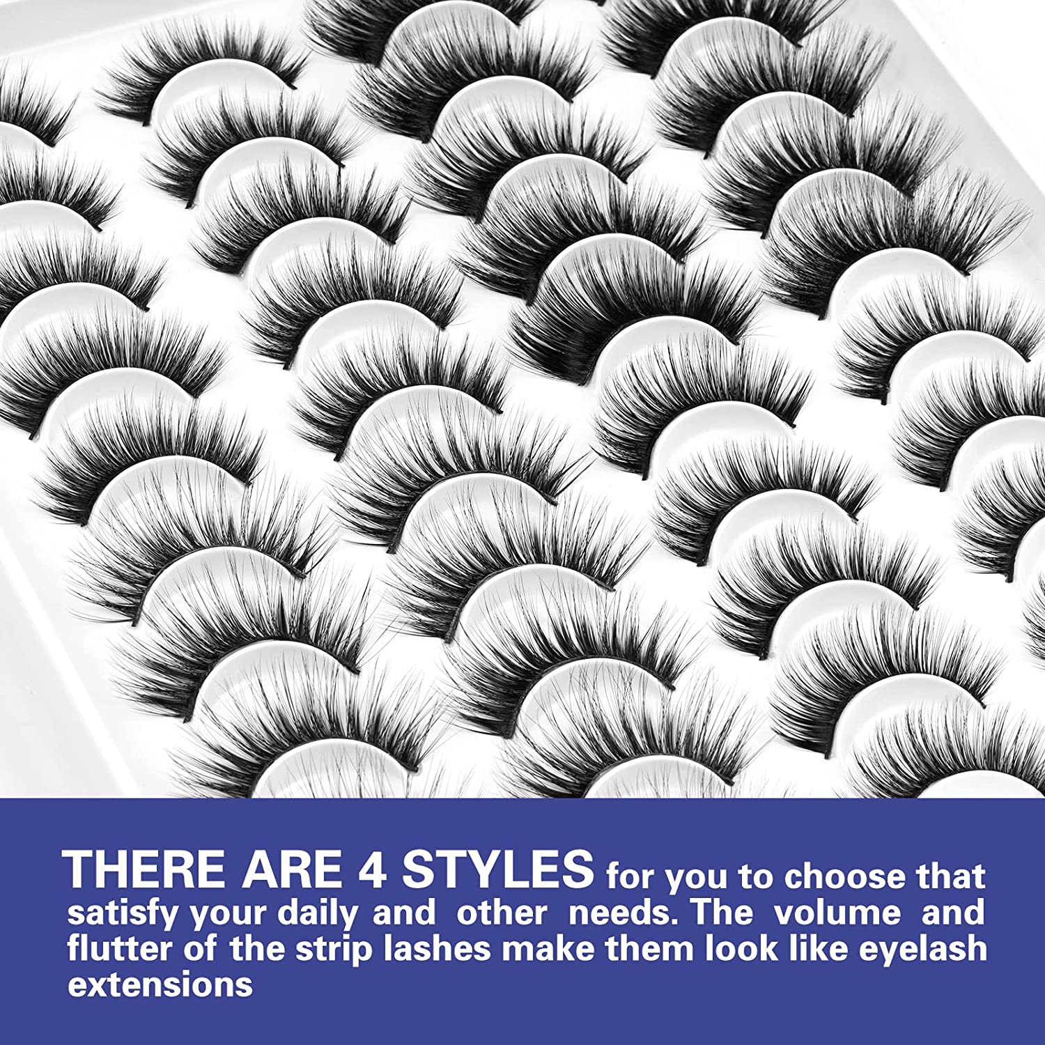 20 Pairs Cat Eye False Eyelashes Dramatic Curling Faux Mink Lashes