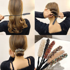 Crystal Hair Clip Bun Maker Ponytail Holder Head Jewelry Hair Styler