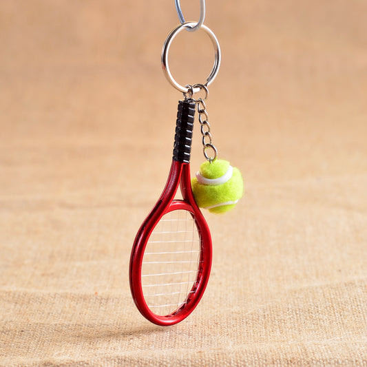 Alloy Tennis Raclet Ball Keychain Sport Team Bag Chain Pendant