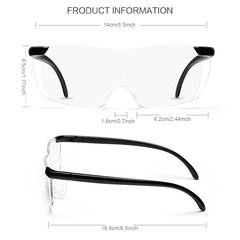 6X Magnification Reading Glasses Big Vision Portable Rimless Diopter 250