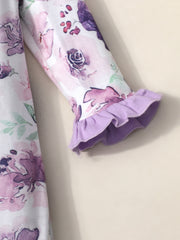2pcs Baby Girls Floral Romper & Headband Set Clothes