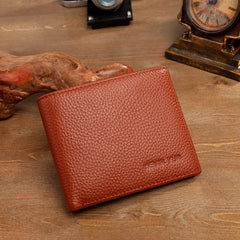 Men's Short Leather Bifold Wallet with ID Slot