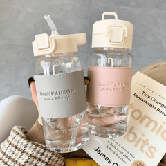 Portable Sports Water Bottle Leak Proof Straw Milk Coffee Tea