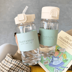 Portable Sports Water Bottle Leak Proof Straw Milk Coffee Tea