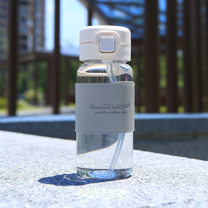 Portable Sports Water Bottle Leak Proof Straw Milk Coffee Tea