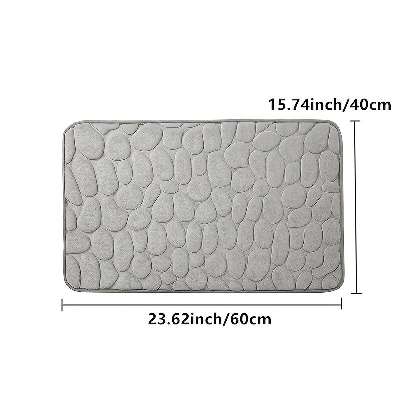 Cobblestone Embossed Memory Foam Bath Mat - Non Slip Washable Rug