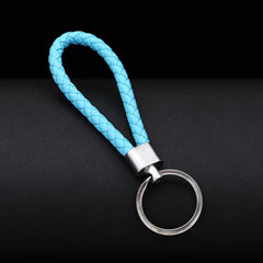 Braided PU Leather Bracelet Keychain Customizable Key Ring Purse Charm