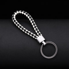 Braided PU Leather Bracelet Keychain Customizable Key Ring Purse Charm