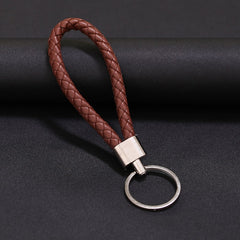 Braided PU Leather Bracelet Keychain Customizable Key Ring Purse Charm