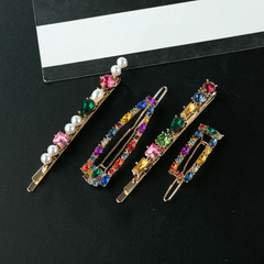 4pcs Crystal Hair Clip Alloy Bobby Pin Side Clip Bangs Clip Hair Accessories