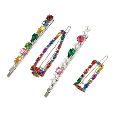 4pcs Crystal Hair Clip Alloy Bobby Pin Side Clip Bangs Clip Hair Accessories