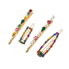 4pcs Crystal Hair Clip Alloy Bobby Pin Side Clip Bangs Clip Hair Accessories