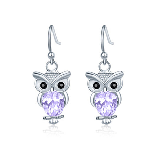 Rhinestone Owl Earrings Decorative Accessories for Girls