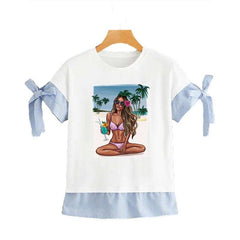 Palm Tree Girl Iron-On Transfer Sticker for Tops DIY Vinyl Heat Transfer Patch