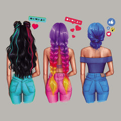 Social Woman Patches Heat Transfer DIY Vinyl Tops Patches Iron T Shirt