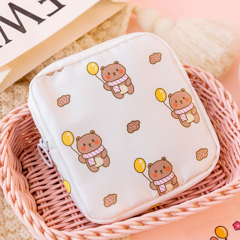 Bear Pattern Makeup Bag for Tampons, Coins, Sanitary Pads
