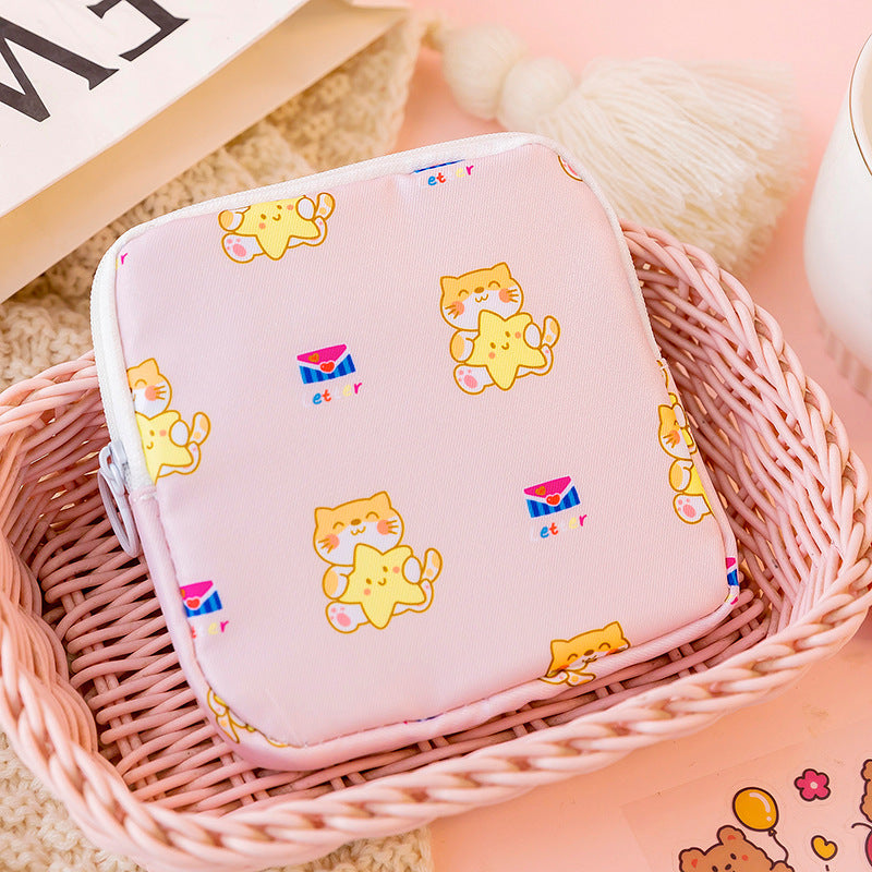 Bear Pattern Makeup Bag for Tampons, Coins, Sanitary Pads