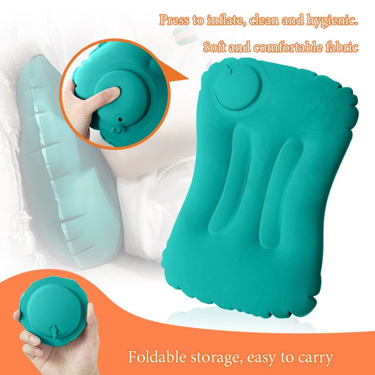 Portable Inflatable Press-Type Pillow for Travel Camping Home Work