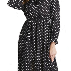 Polka Dot Print Bow Front Maxi Dress Plus Size Women's Long Dress
