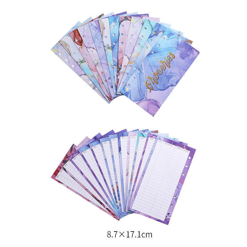 12pcs Colorful Marble Pattern Budget Card for Finance Budget Plan Business