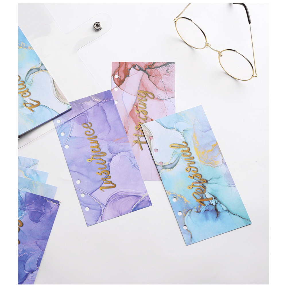 12pcs Colorful Marble Pattern Budget Card for Finance Budget Plan Business