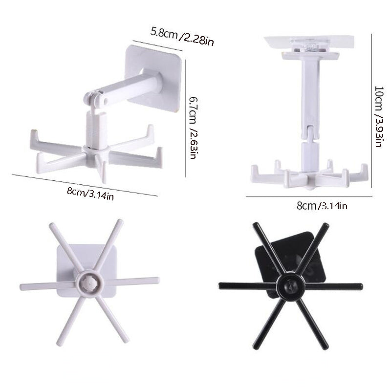 Kitchen Rotating Hooks for Utensils - Wall Mounted Utensil Rack with 6 Hooks