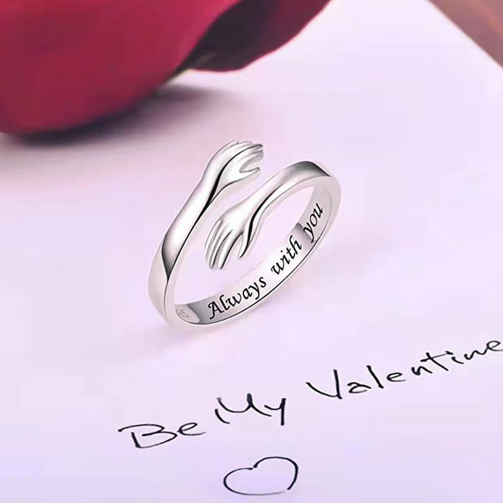 Adjustable Couple Hug Ring Wedding Band Wrap Hand Ring Jewelry