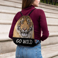 Animal Pattern Drawstring Bag Lightweight Sports Backpack