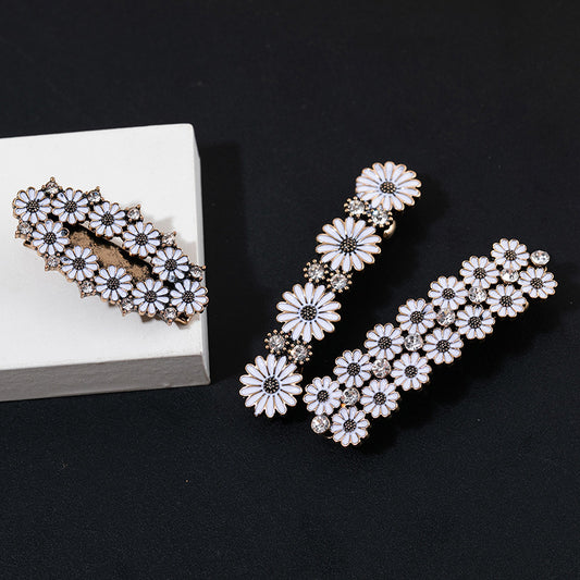 Alloy Daisy Hair Clip Chrysanthemum Rhinestone French Barrette