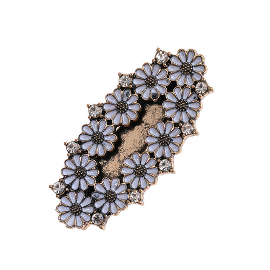 Alloy Daisy Hair Clip Chrysanthemum Rhinestone French Barrette