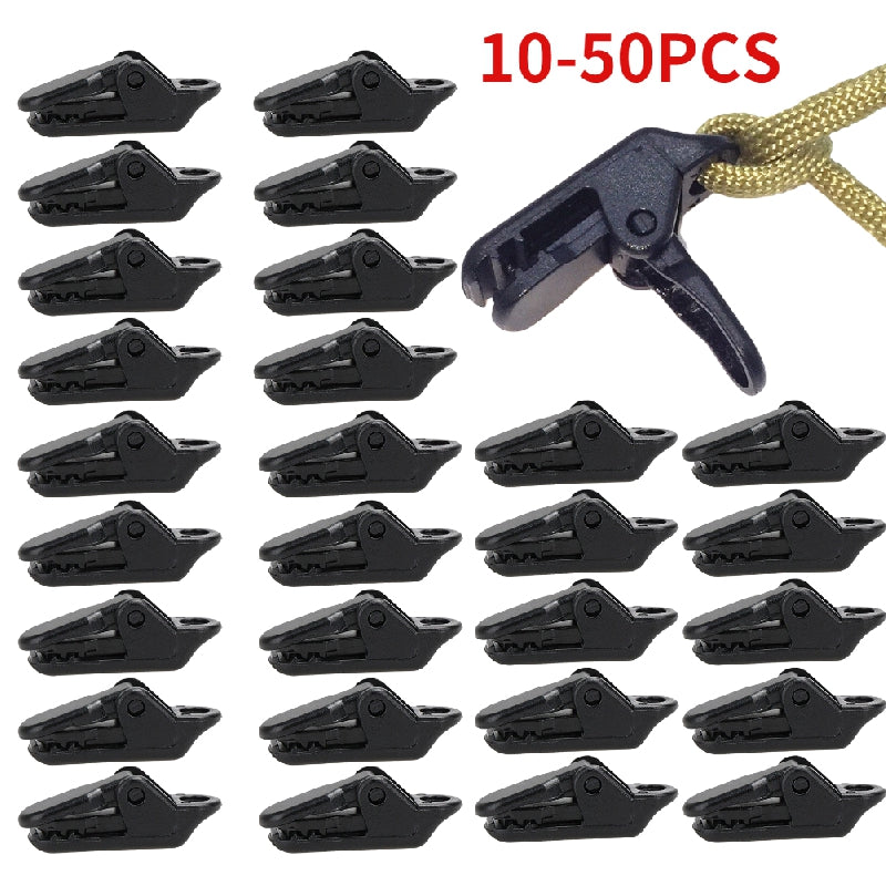 50pcs Mini Adjustable Tent Canopy Clip For Camping - Double Hole Plastic Buckle