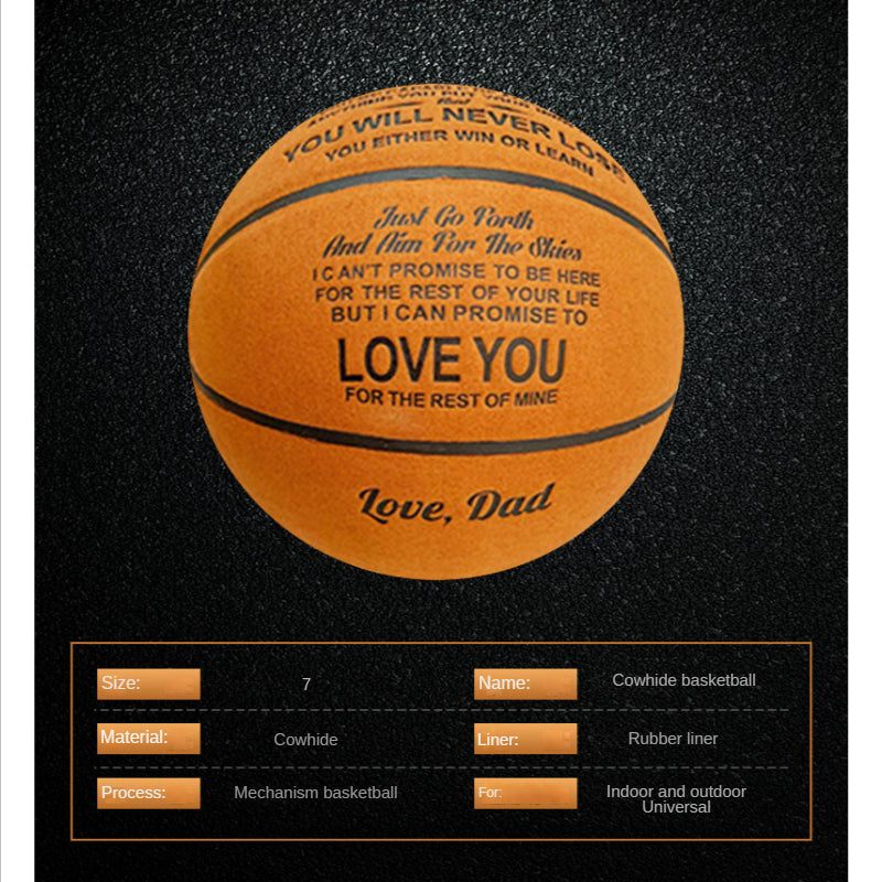 Size 7 Leather Basketball for Students and Athletes - Indoor/Outdoor Competition