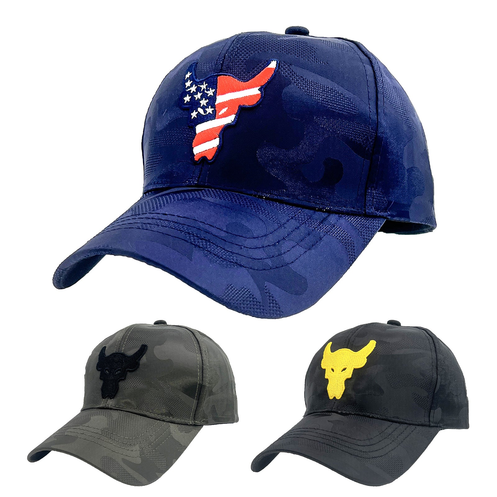 Men's Bull Head Embroidered Baseball Cap Sun Protective Breathable Casual Sty