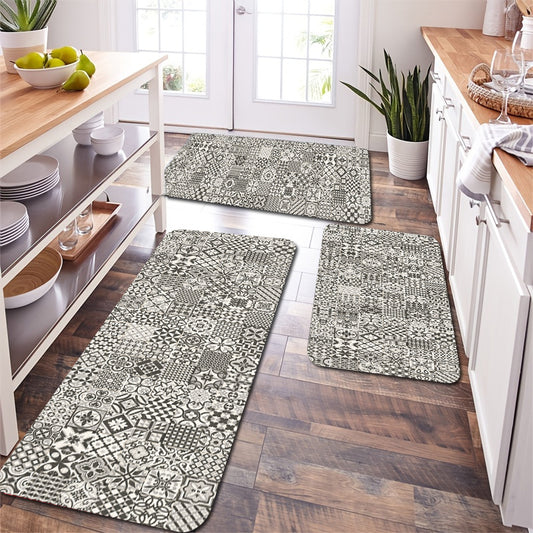 Boho Non Slip Kitchen Mat Set Waterproof Dirt Resistant
