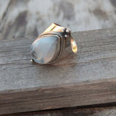 Vintage Moonstone Healing Crystal Ring Fine Jewelry Girls Ladies