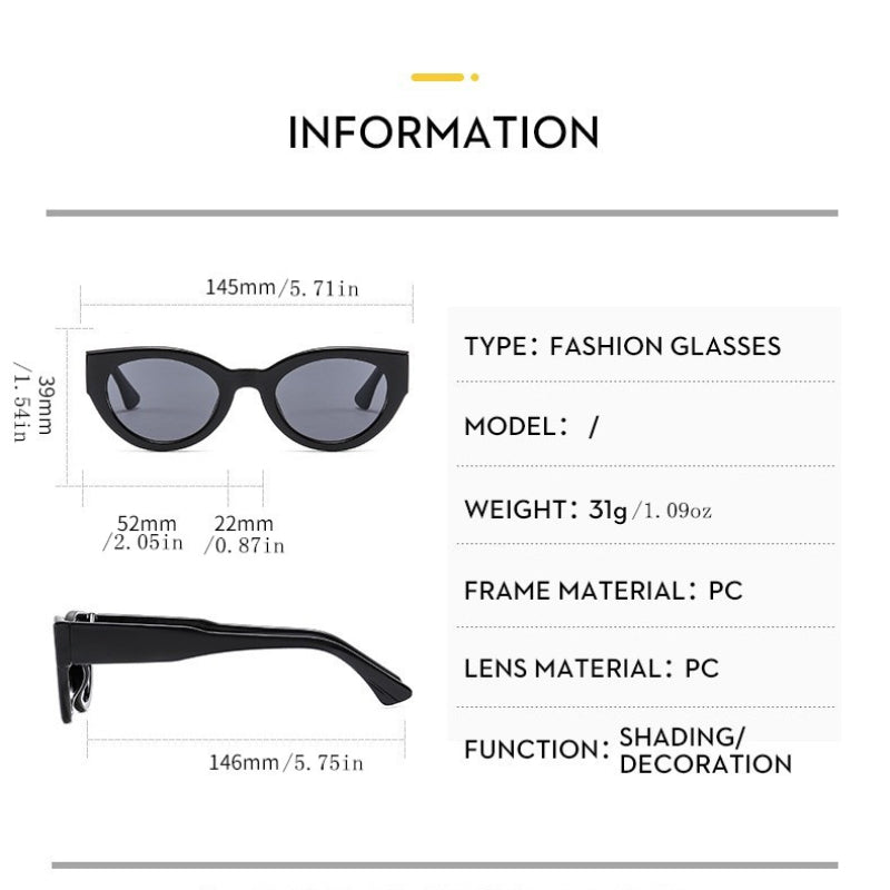 Cat Eye Sunglasses For Women Men Hip-Hop Anti-Glare Glasses UV400