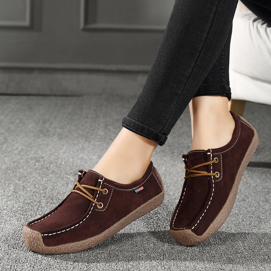 Square Toe Boat Shoes Lace Up Slip On Canvas Shoes Women's Footwear