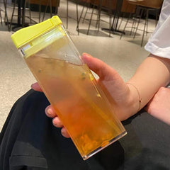 Creative Flat Water Bottle Portable Sport Bottle with Straw