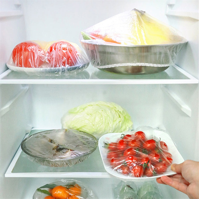 100pcs Disposable Food Covers Plastic Wrap Elastic Food Lids For Storage