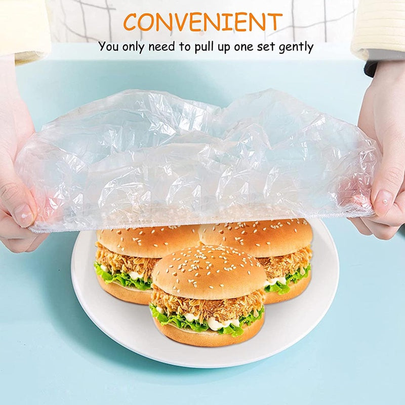 100pcs Disposable Food Covers Plastic Wrap Elastic Food Lids For Storage