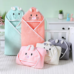 Baby Cartoon Coral Fleece Towel Newborn Baby Blanket With Hood